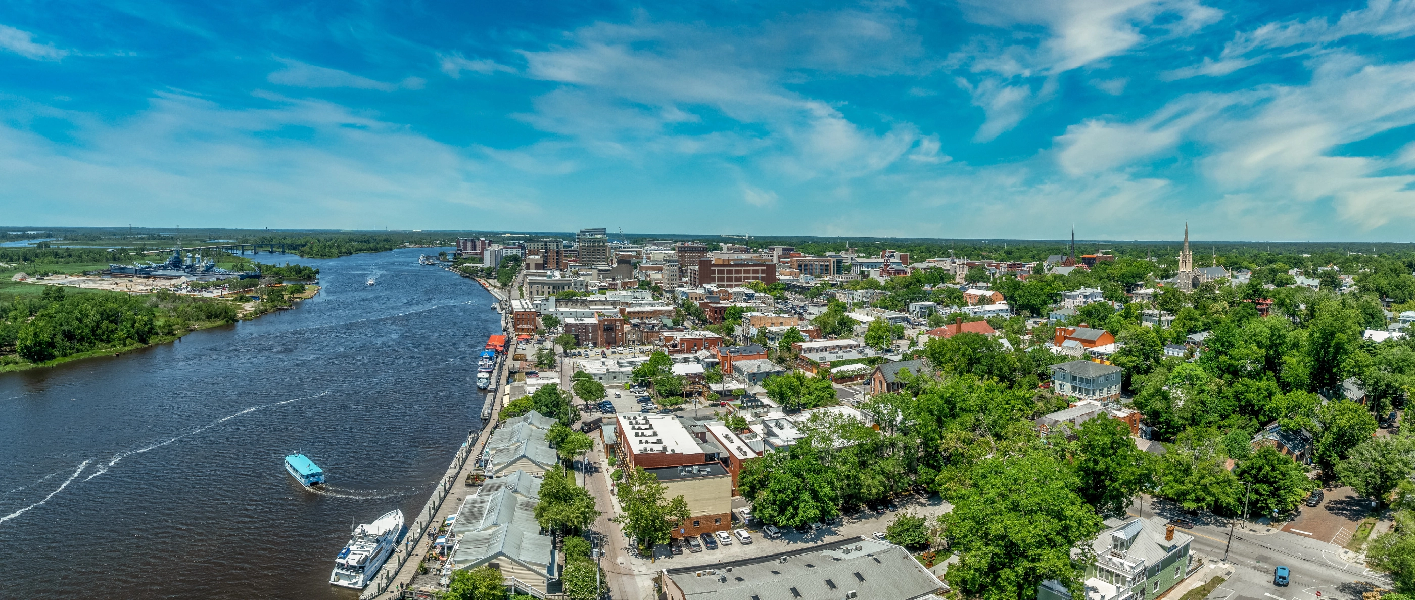 Drone shot of Wilmington NC